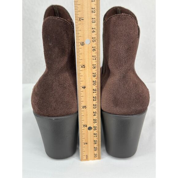 Crocs NWOT Leigh Wedge Heel Espresso Brown Suede Chelsea Ankle Fall Boots 10 - Picture 6 of 10
